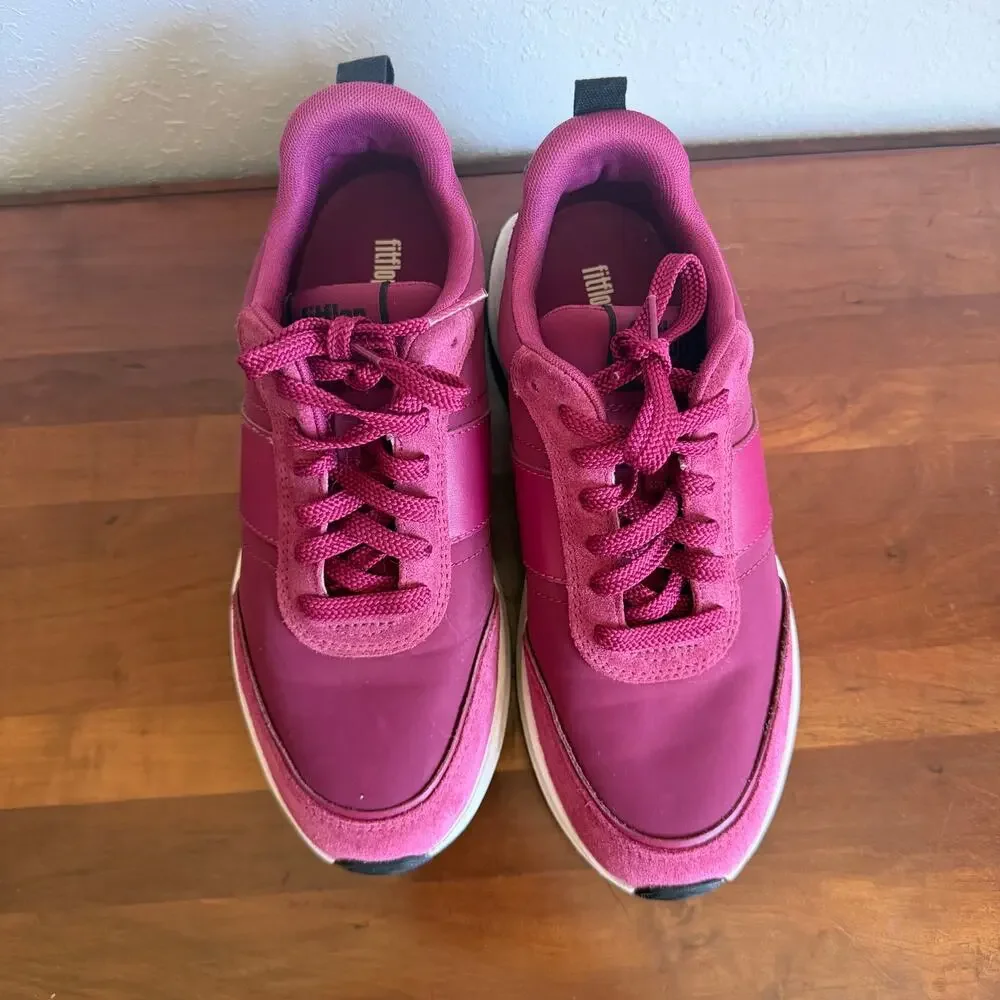 FitFlop FMode Flow Magenta Fabric Suede Leather Platform Trainer Sneaker Women 8